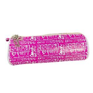 Y2K- Coach Poppy- pink- white- charms- zipper bag- makeup brushes pencil holder